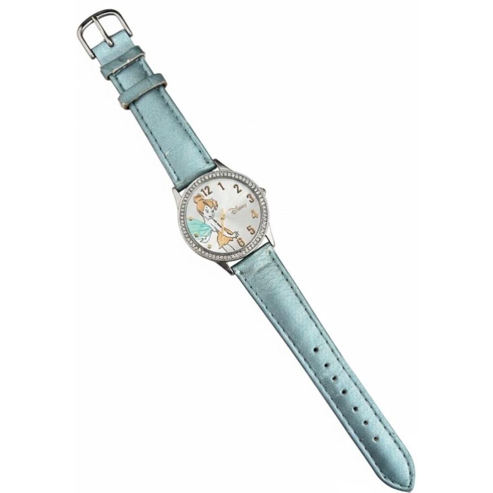 2012 Disney Tinker Bell Accutime Princess Watch Aqua Strap Crystal Bezel TK1054A